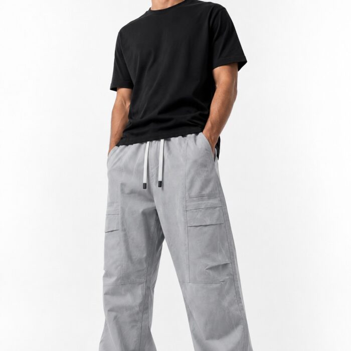 Baggy Fit Textured Trousers